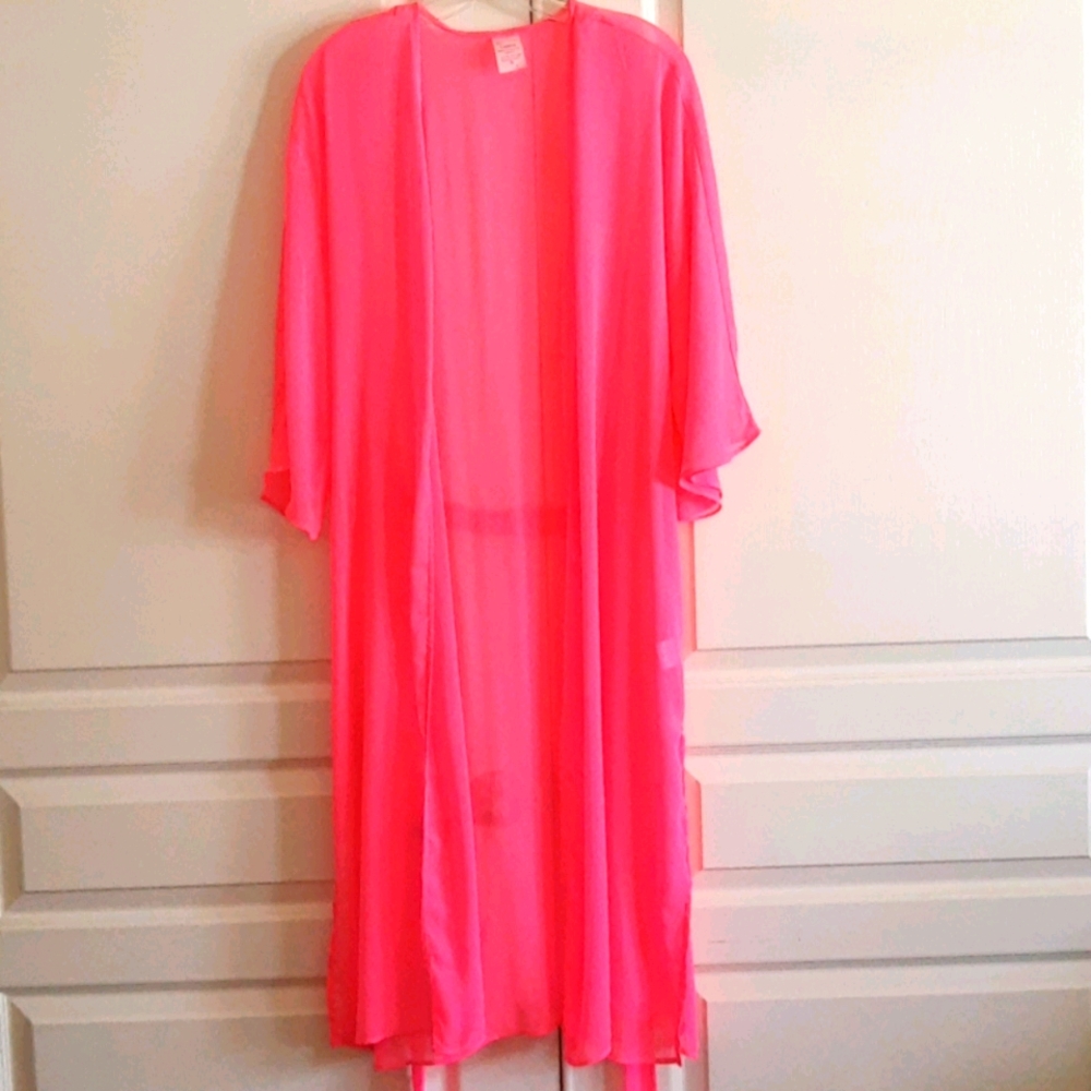 NWOT Bright Pink Sheer Bathrobe